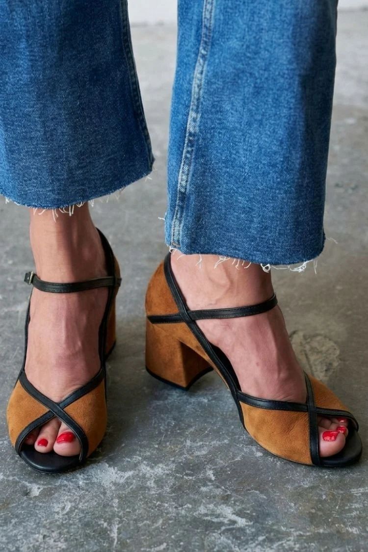 Colour-Block Stilettos with Buckle and T-Bar Strap