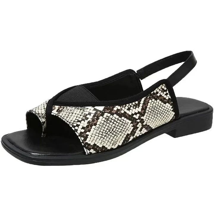Leopard-Print Patchwork Square-Toe Slingback Sandals
