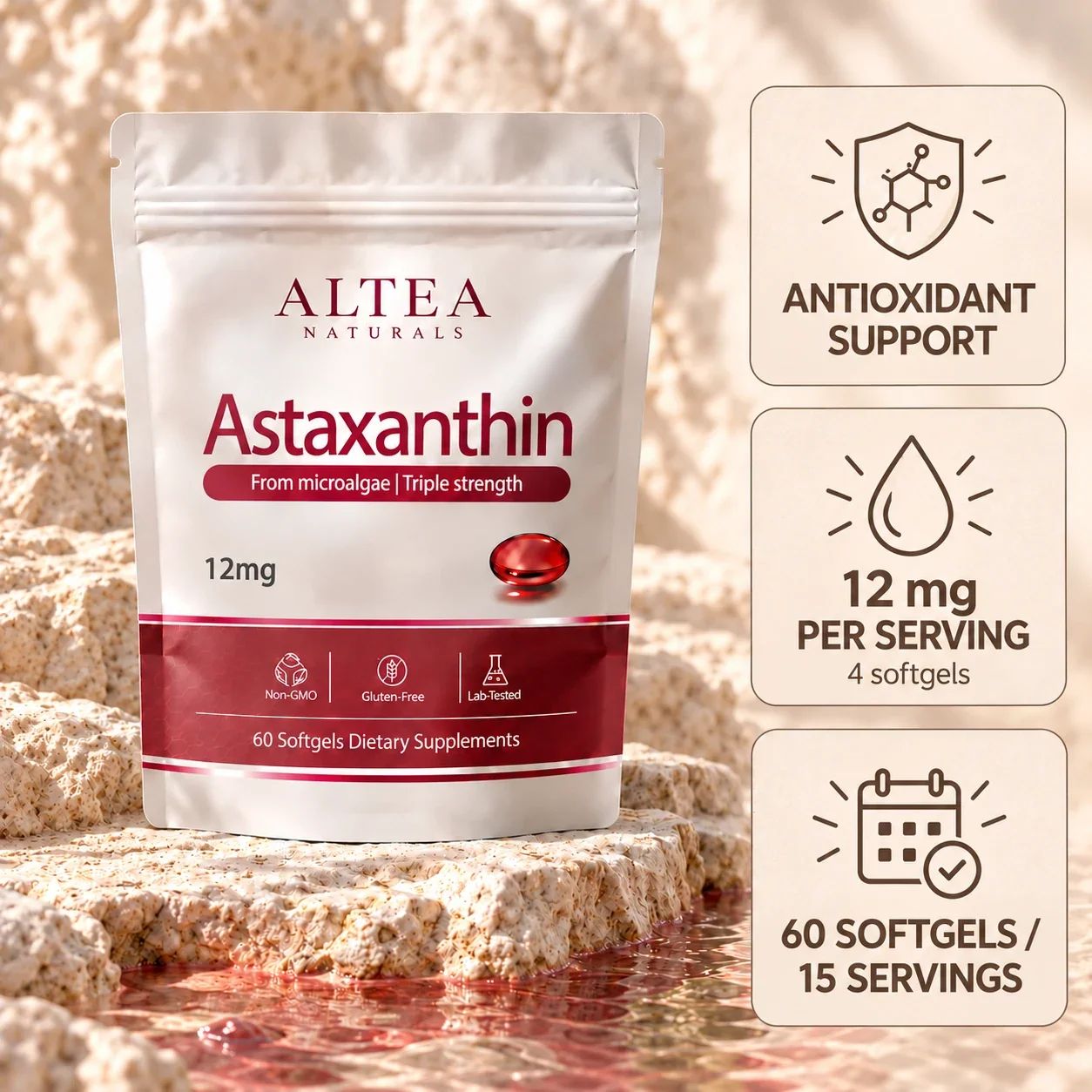 Altea Naturals astaxanthin — product benefits