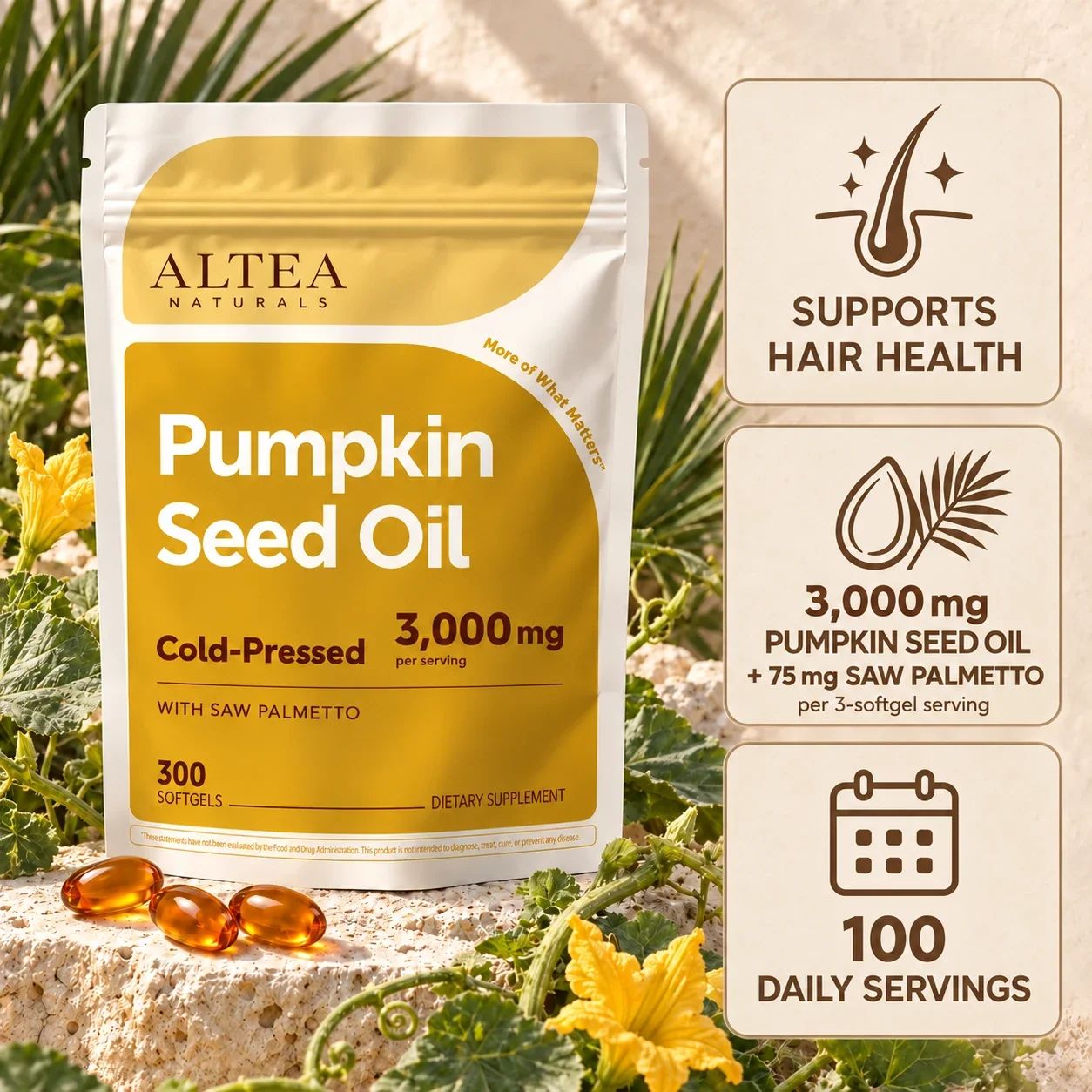 Altea Naturals Pumpkin Seed Oil with Saw Palmetto — hero