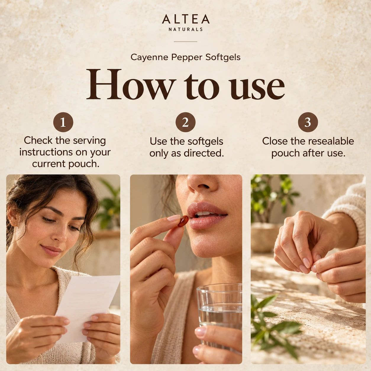 Altea Naturals® Cayenne Pepper Softgels — How to use