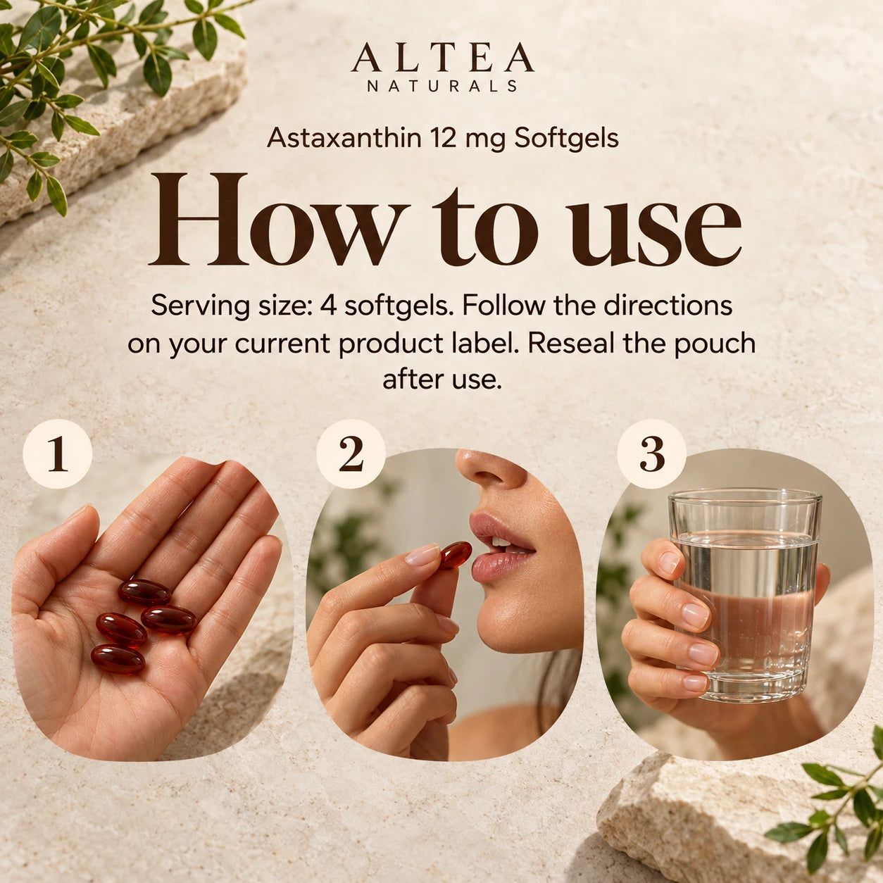 Altea Naturals® Astaxanthin 12 mg Softgels — How to use