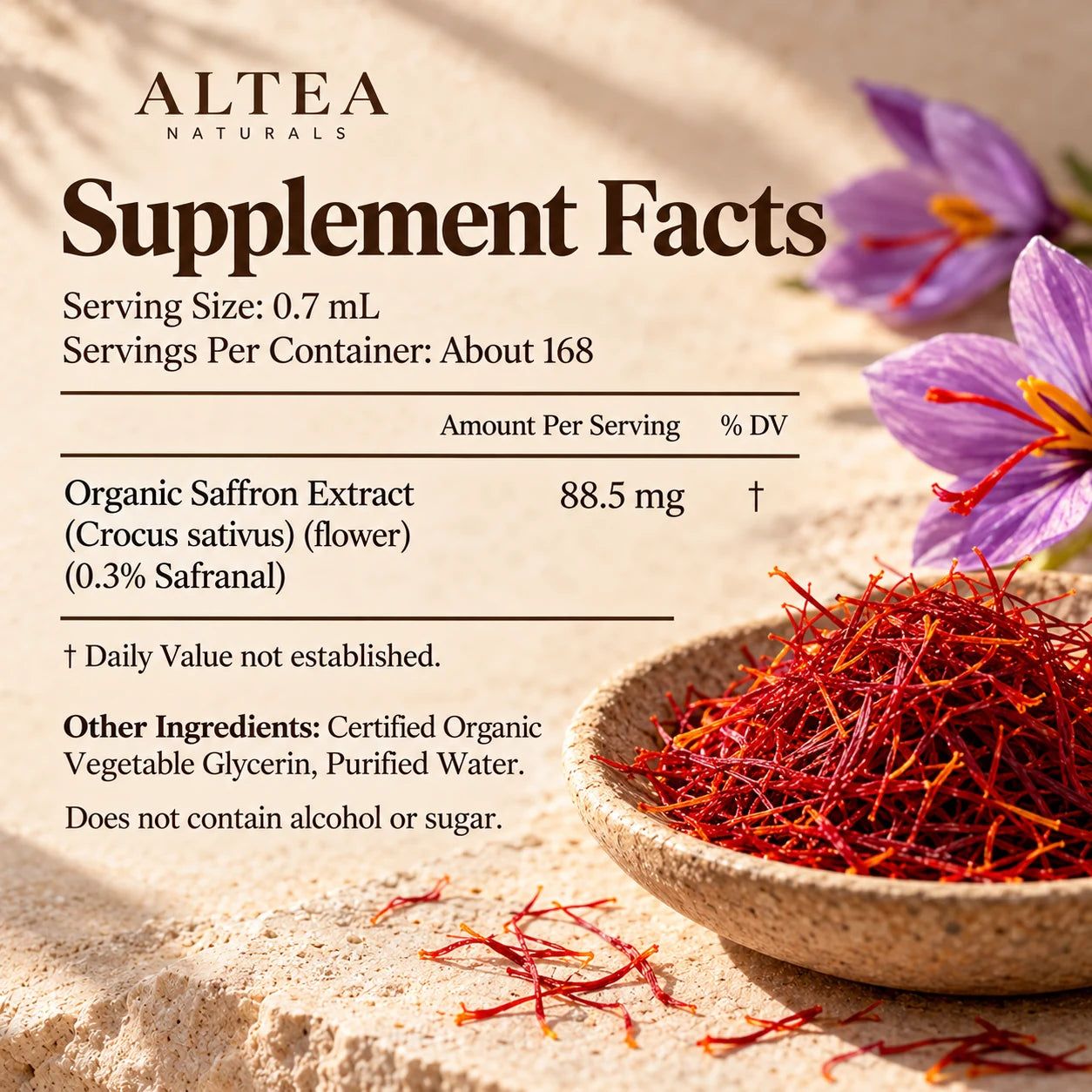 Altea Naturals Saffron Extract Drops — facts