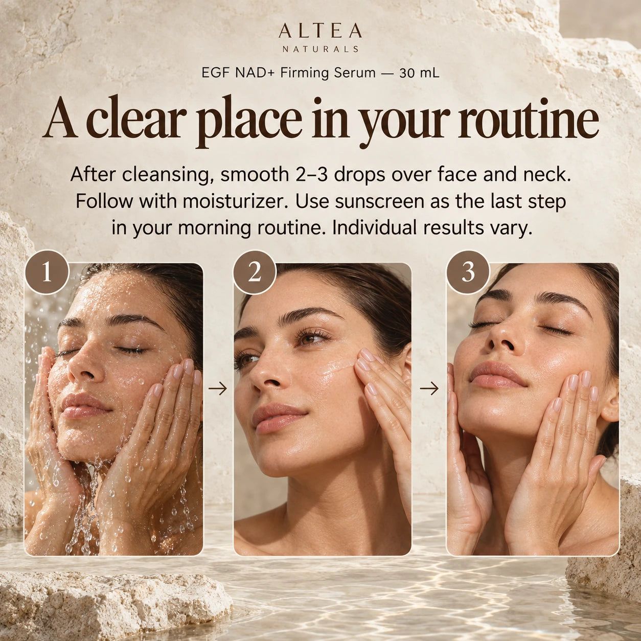 Altea Naturals® EGF NAD+ Firming Serum — 30 mL — How to use