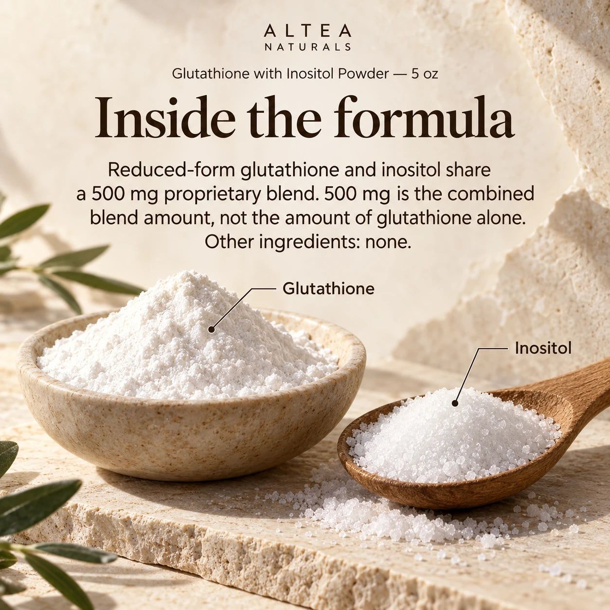 Altea Naturals® Glutathione with Inositol Powder — 5 oz — Ingredients and formula