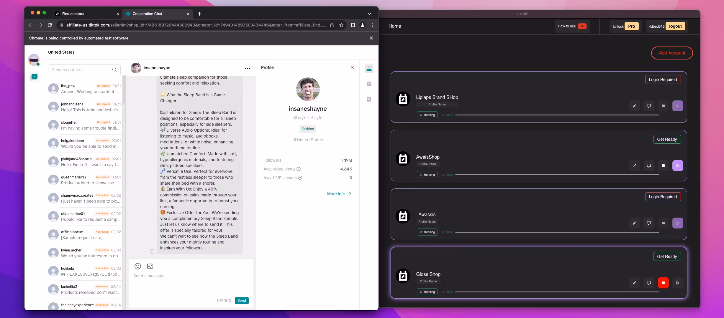 TikTok Shop Outreach Bot