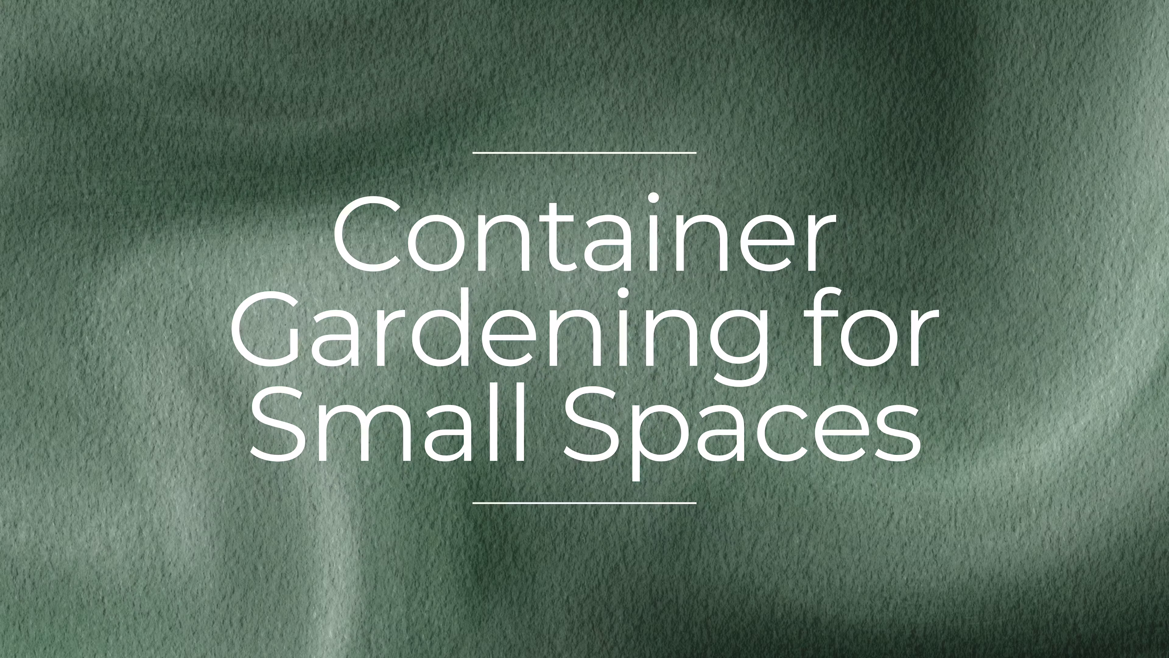 Gardening for Small Spaces
