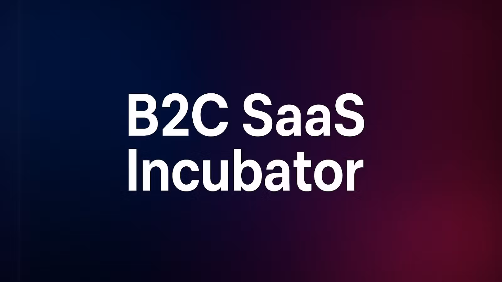 B2C SaaS Incubator