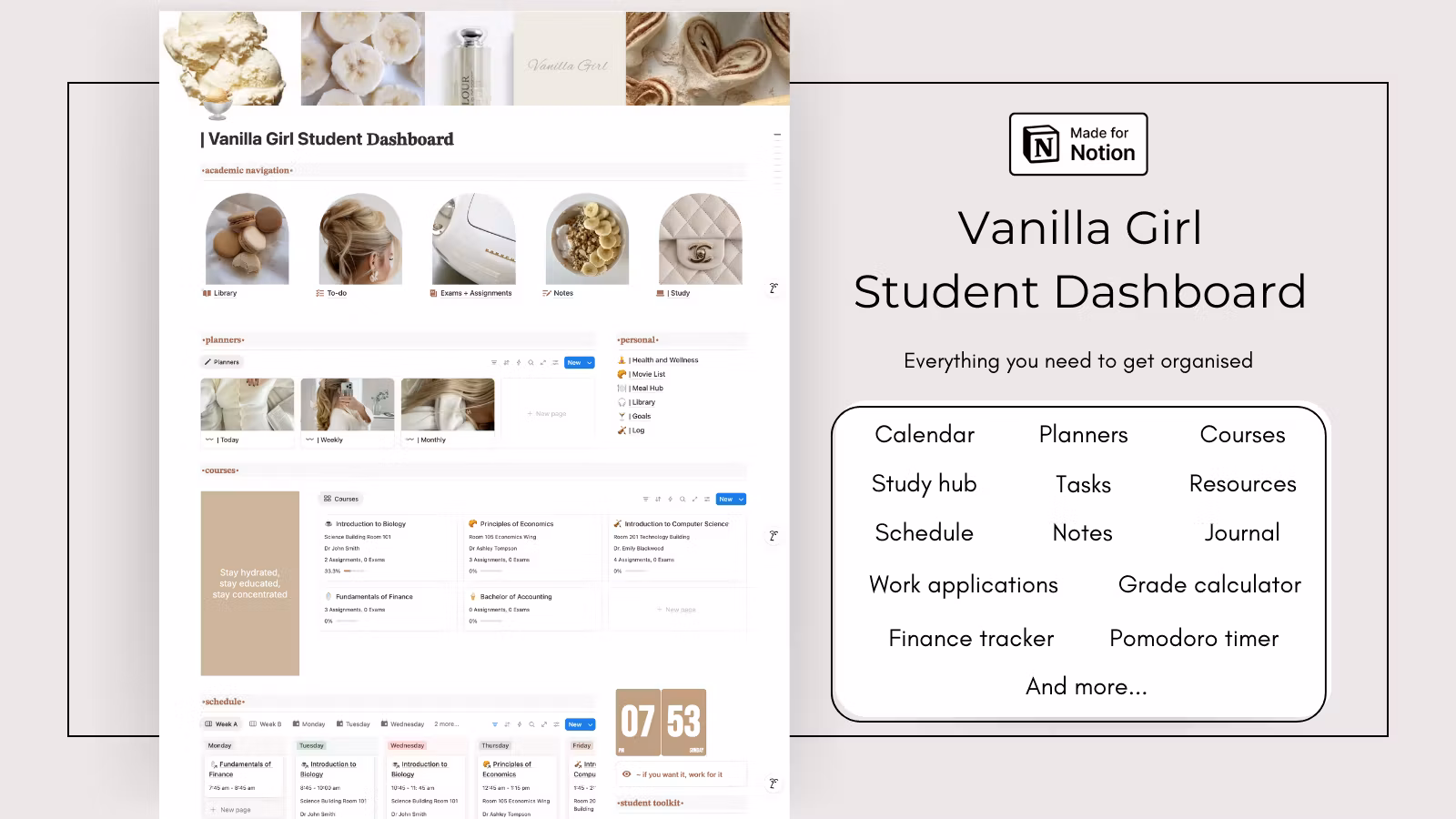 Vanilla Girl Student Dashboard