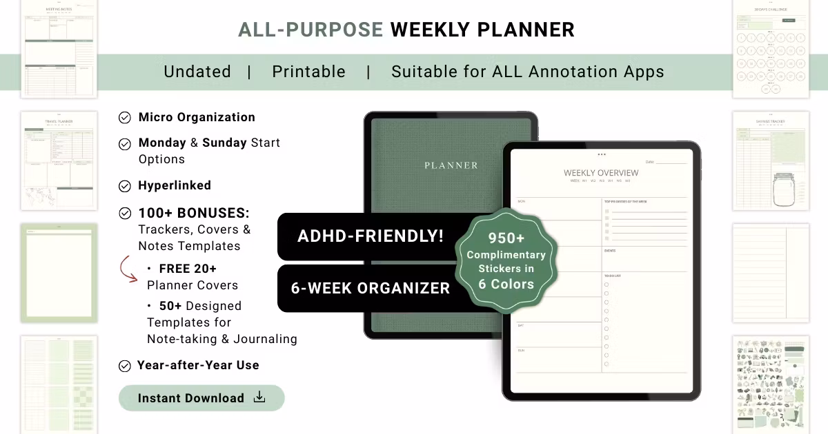Digital Weekly Planner System