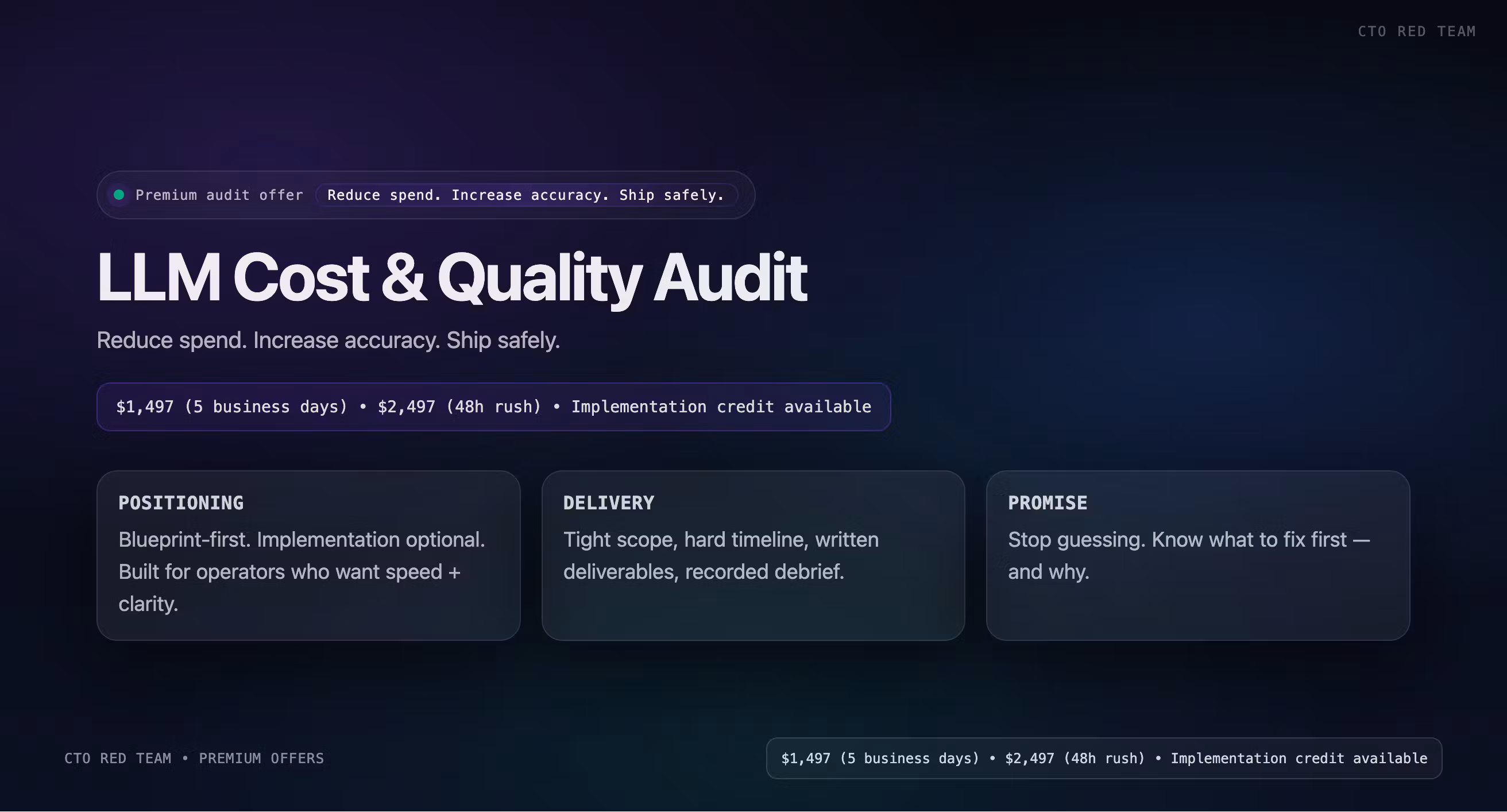 LLM Cost & Quality Audit