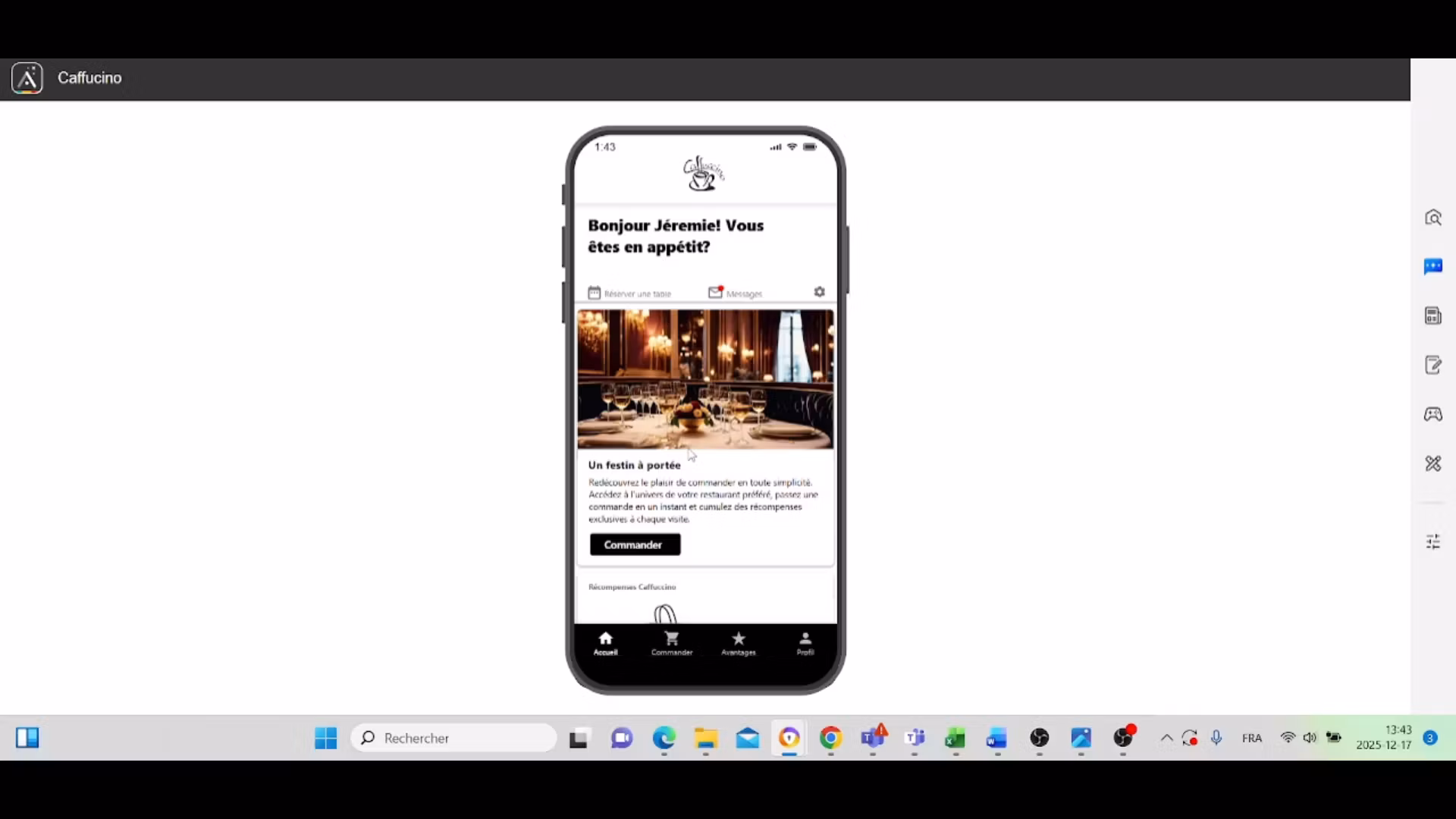 Application restaurant