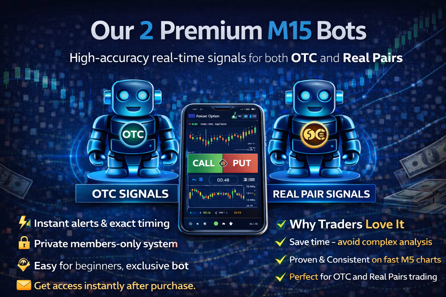 Pocket Option M15 Bot (OTC & LIVE)