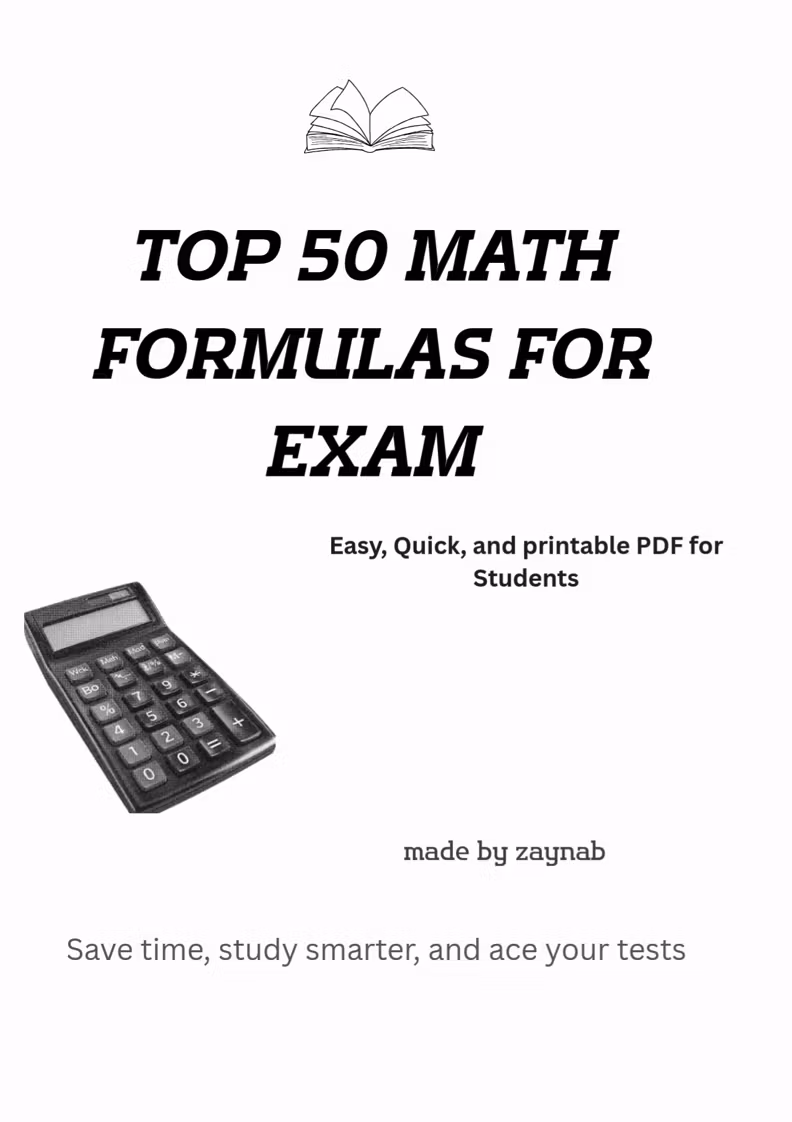 Top 50 Math Formulas for Exams