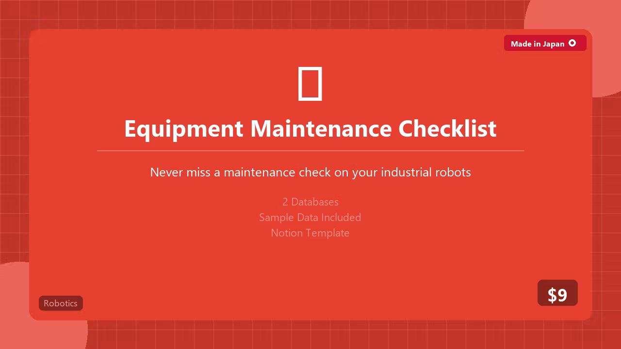 🔧 Equipment Maintenance Checklist