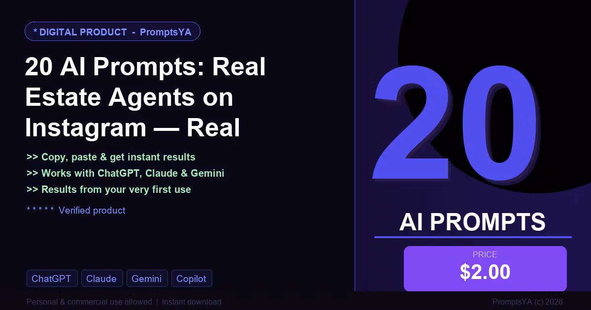 20 AI Prompts: Real Estate Agents on Instagram — Real Results, Starting Today