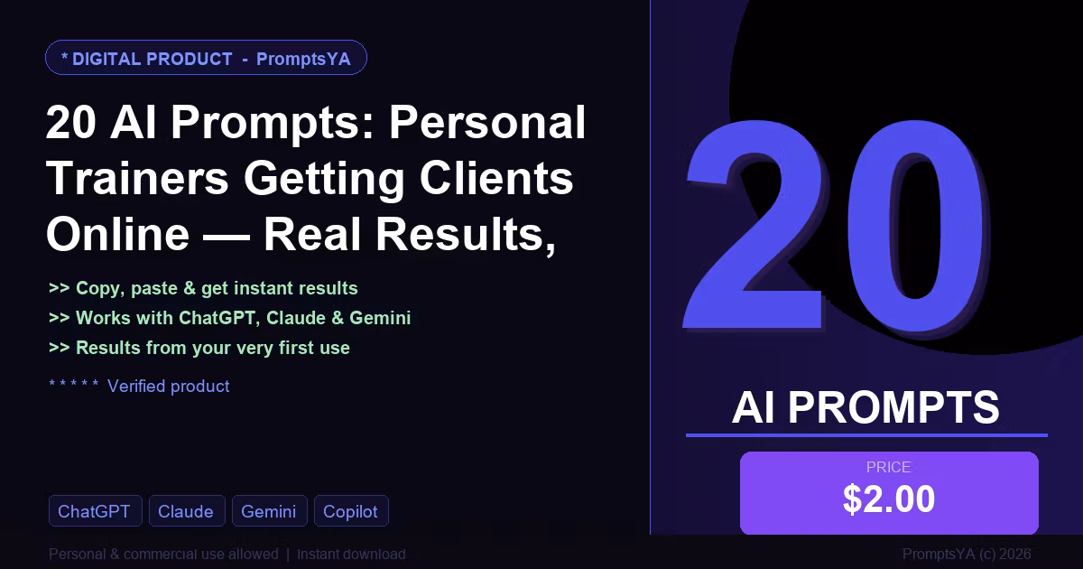 20 AI Prompts: Personal Trainers Getting Clients Online — Real Results, Starting