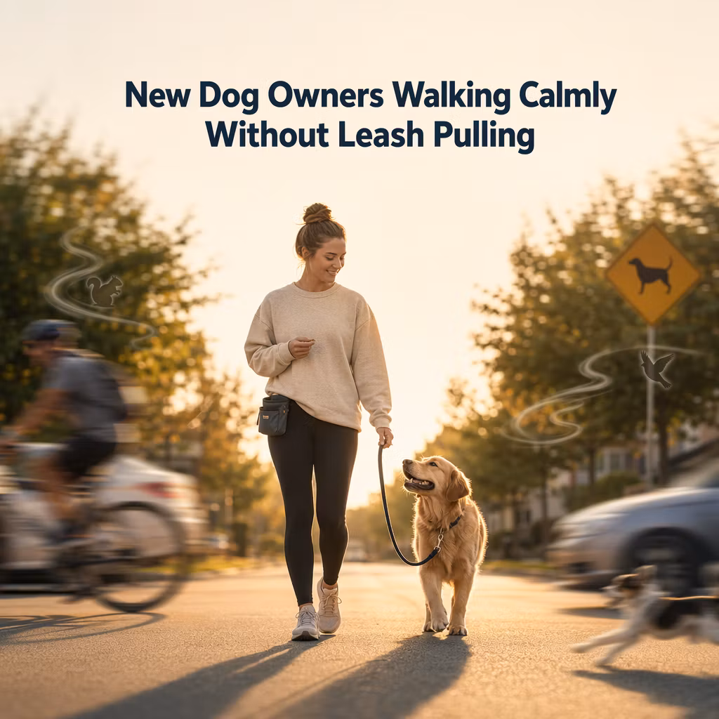 New Dog Owners Walking Calmly Without Leash Pulling