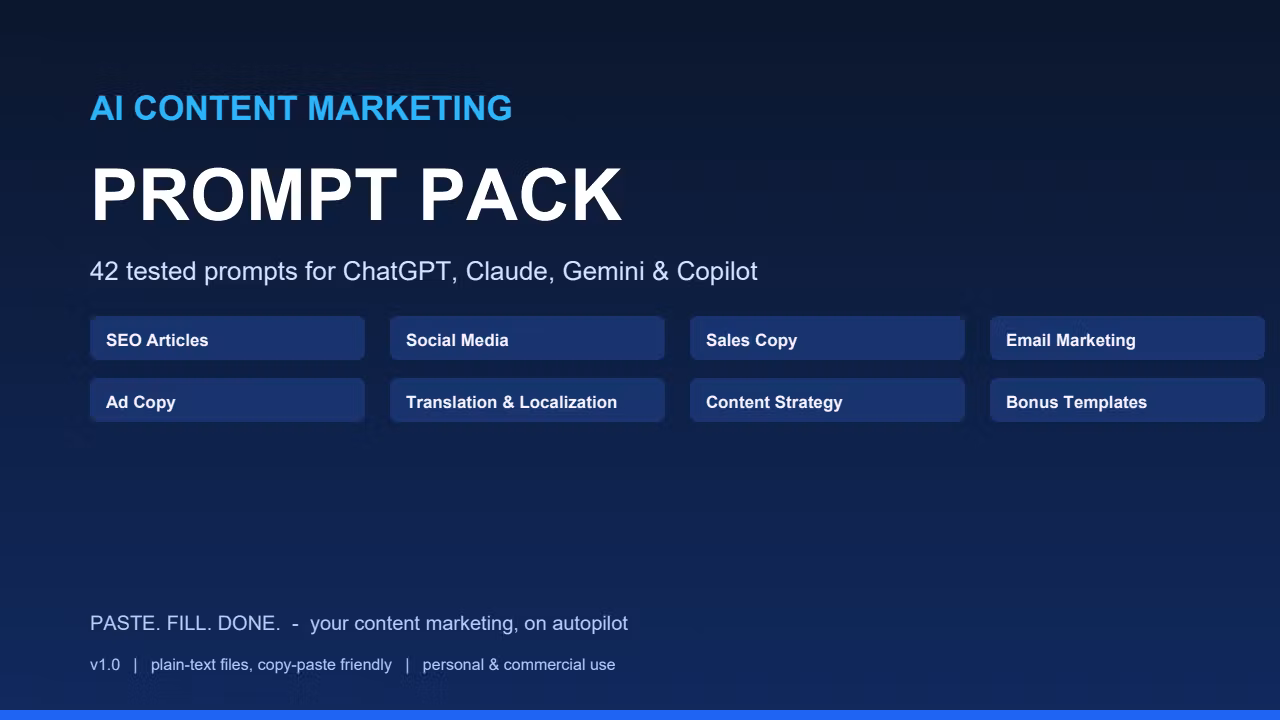 AI Content Marketing Prompt Pack (42 Prompts)