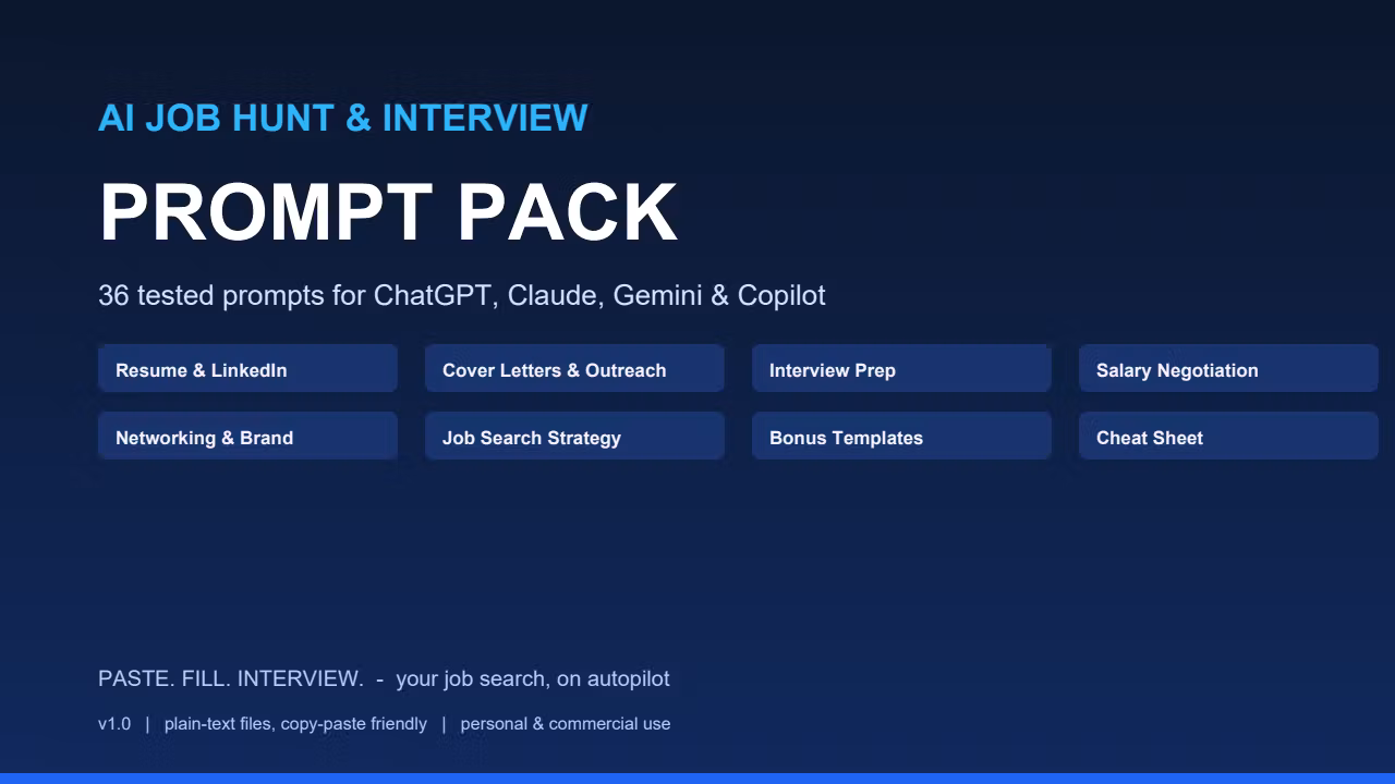AI Job Hunt & Interview Prompt Pack (36 Prompts)