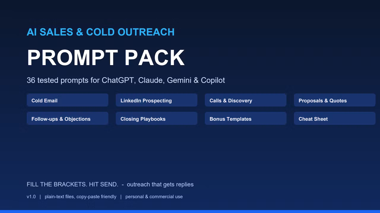 AI Sales & Cold Outreach Prompt Pack (36 Prompts)