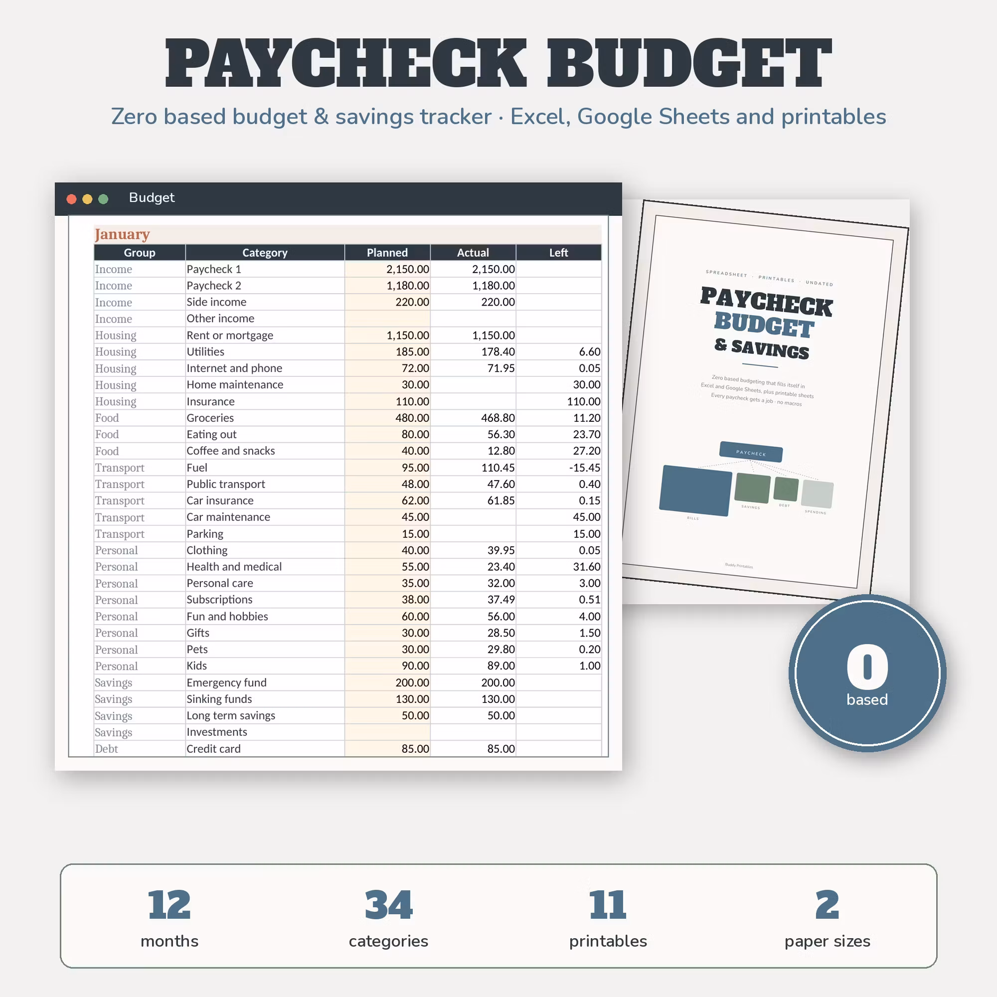 Paycheck Budget & Savings Spreadsheet