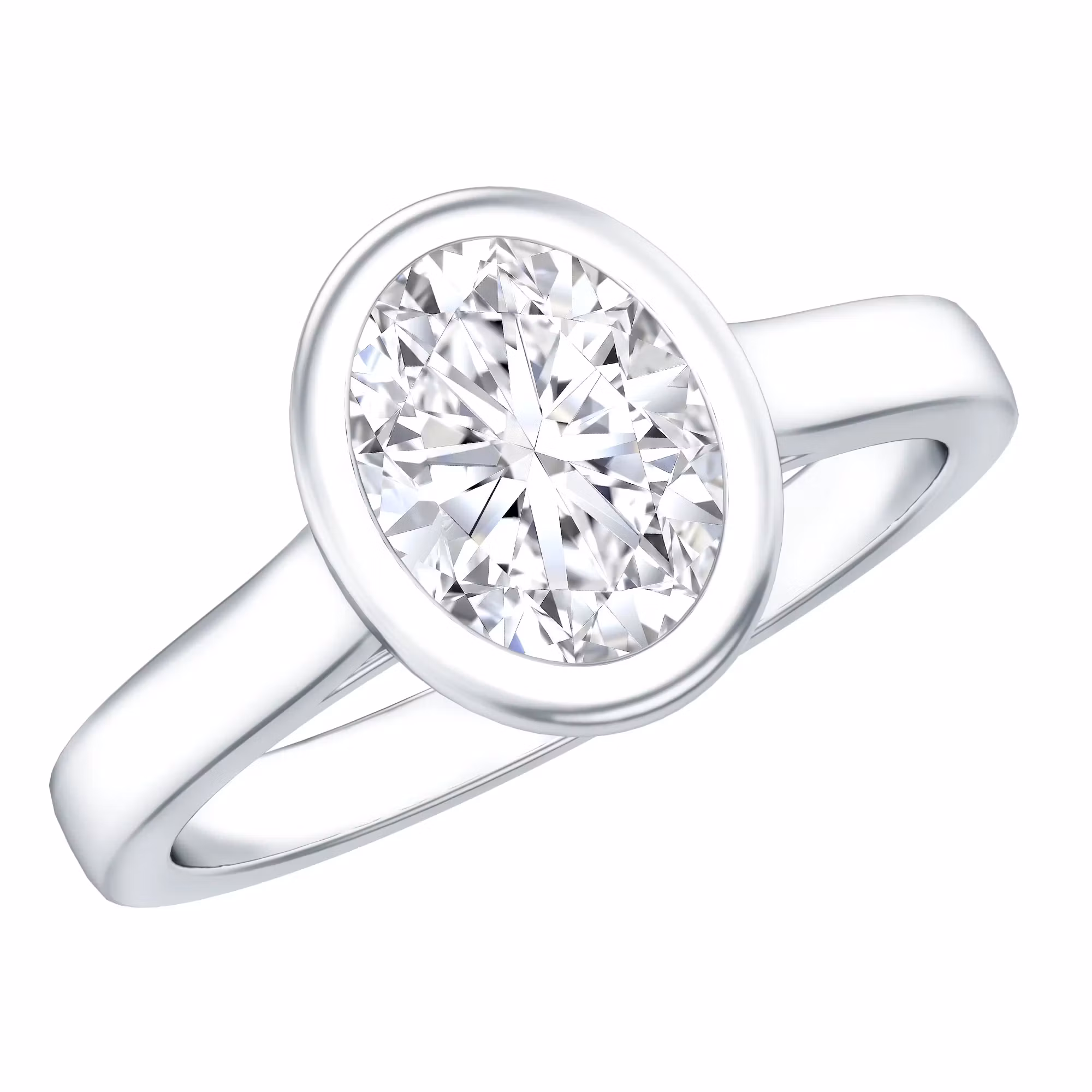 Lab Grown Diamond Bezel Set Engagement Ring 925 Sterling Silver