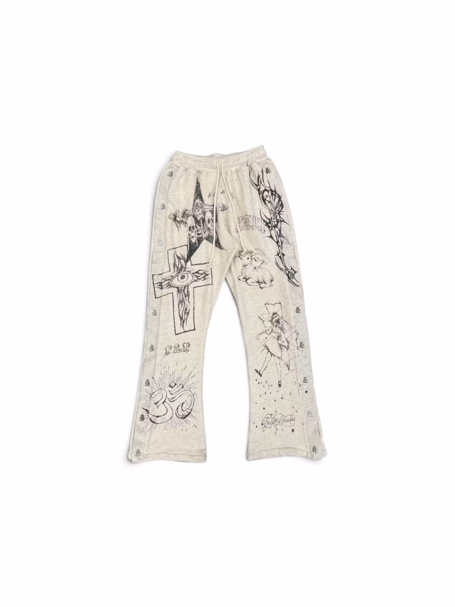 HELLSTAR GRAFFITI MIRROR FACE SWEATPANTS GREY