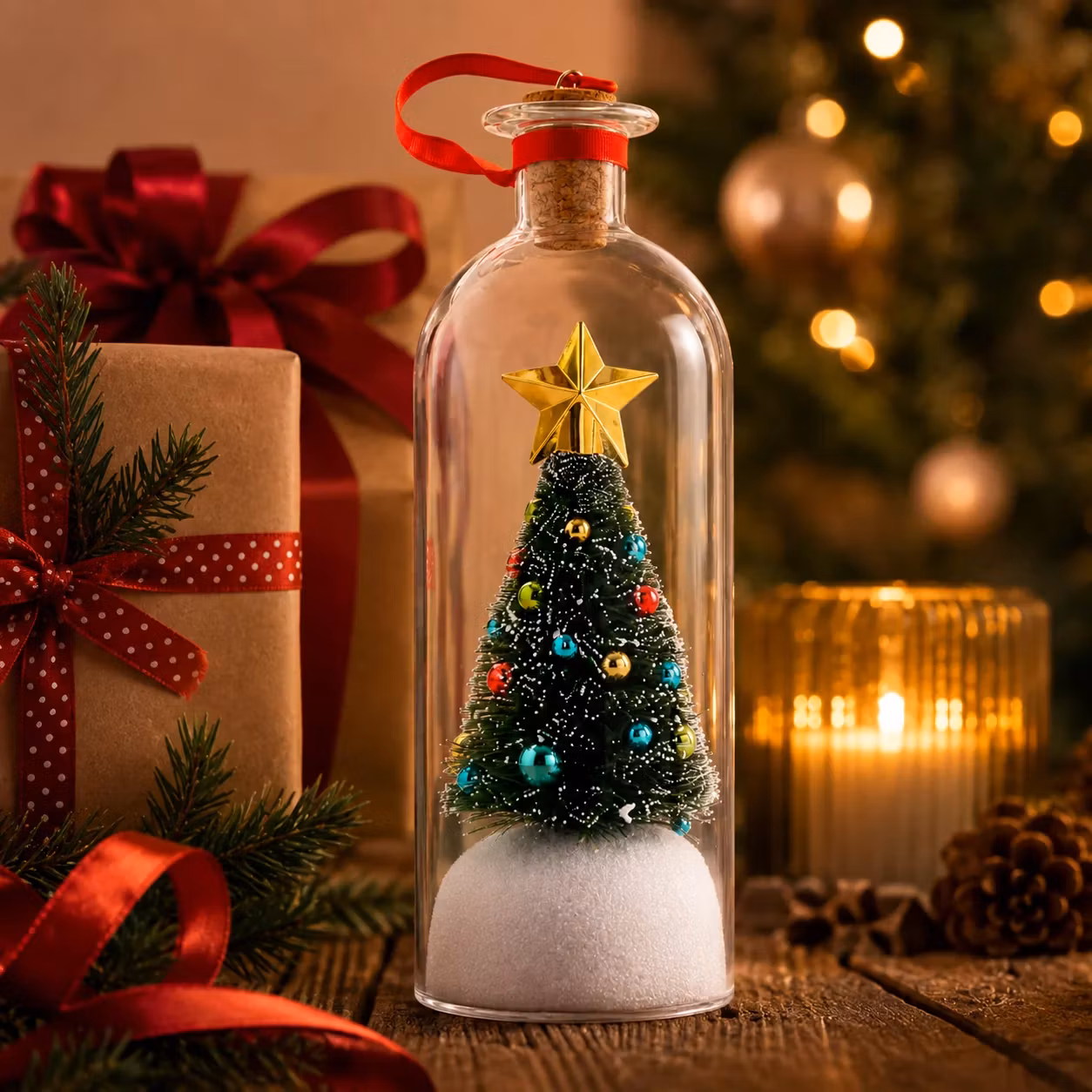 8" Recordable Christmas Tree Message in a Bottle: Grandchild's Voice Keepsake
