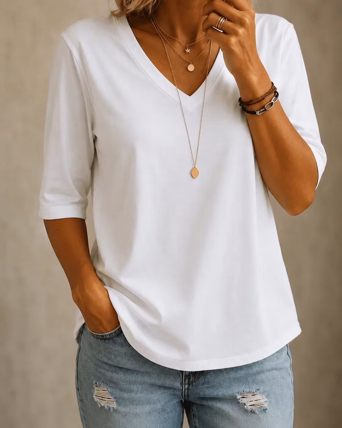 Calvera | Essential Comfort V-Neck Tee