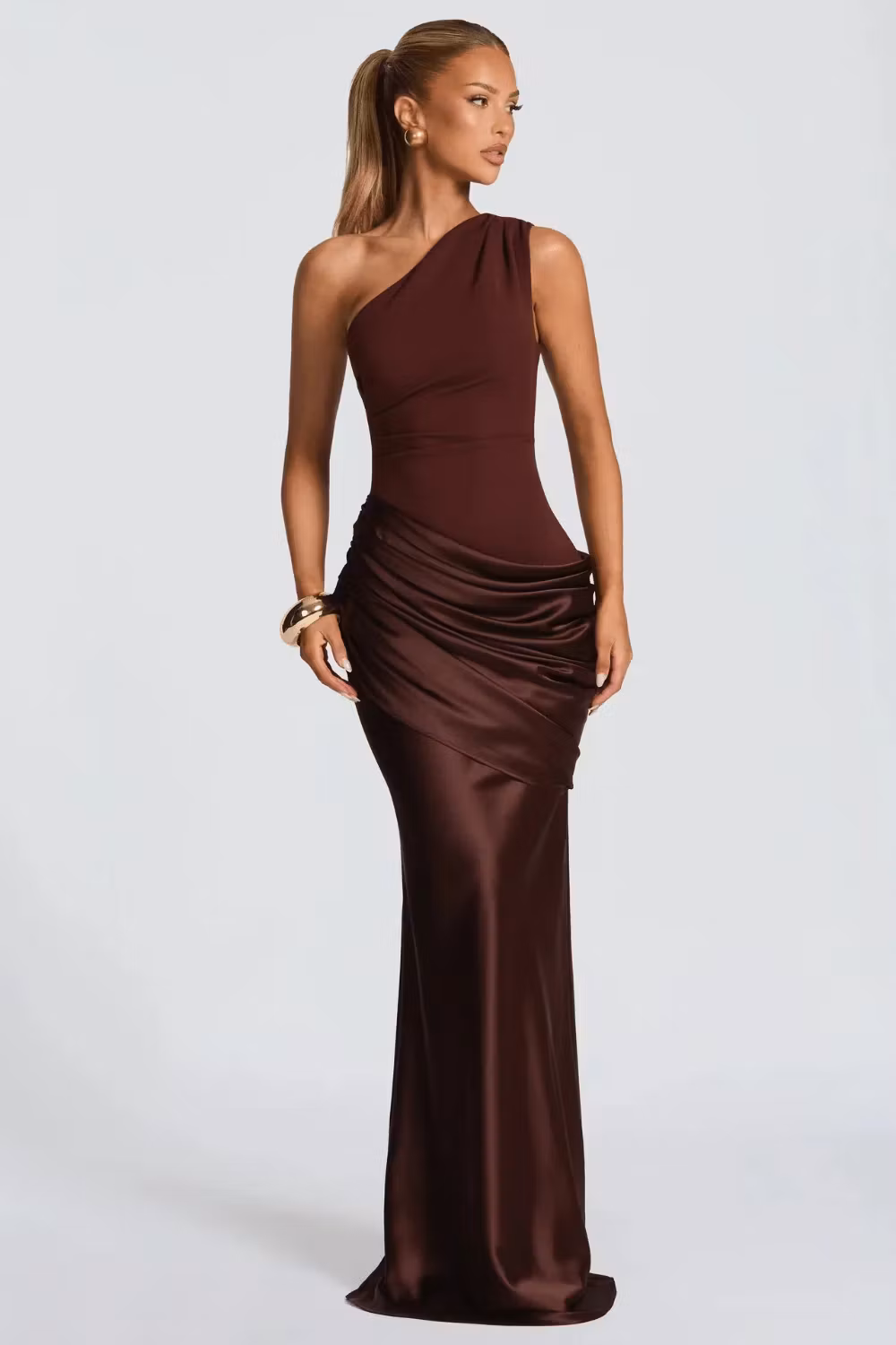 Léonie Draped One-Shoulder Maxi Dress