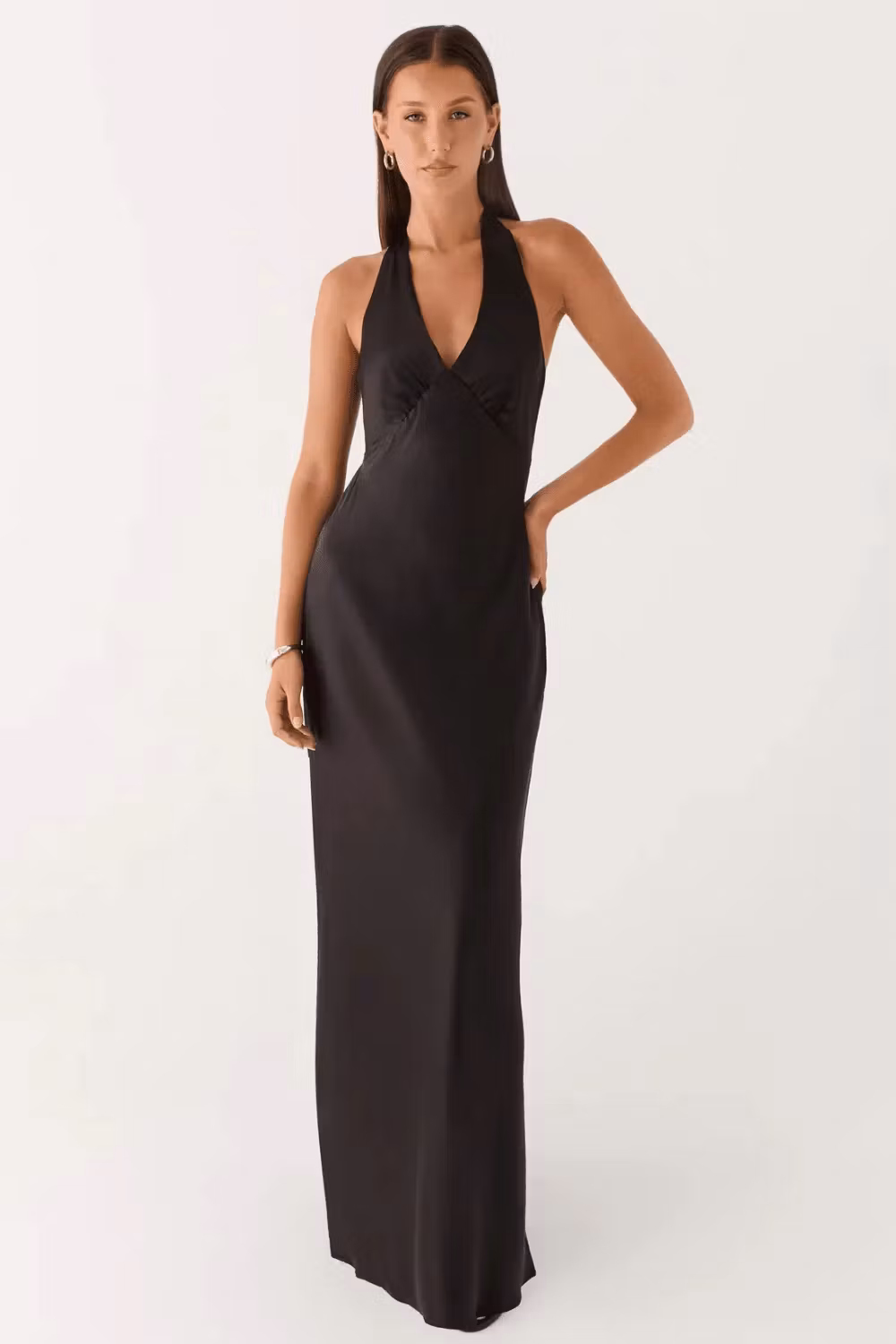 Adriana Open-Back Satin Maxi Dress