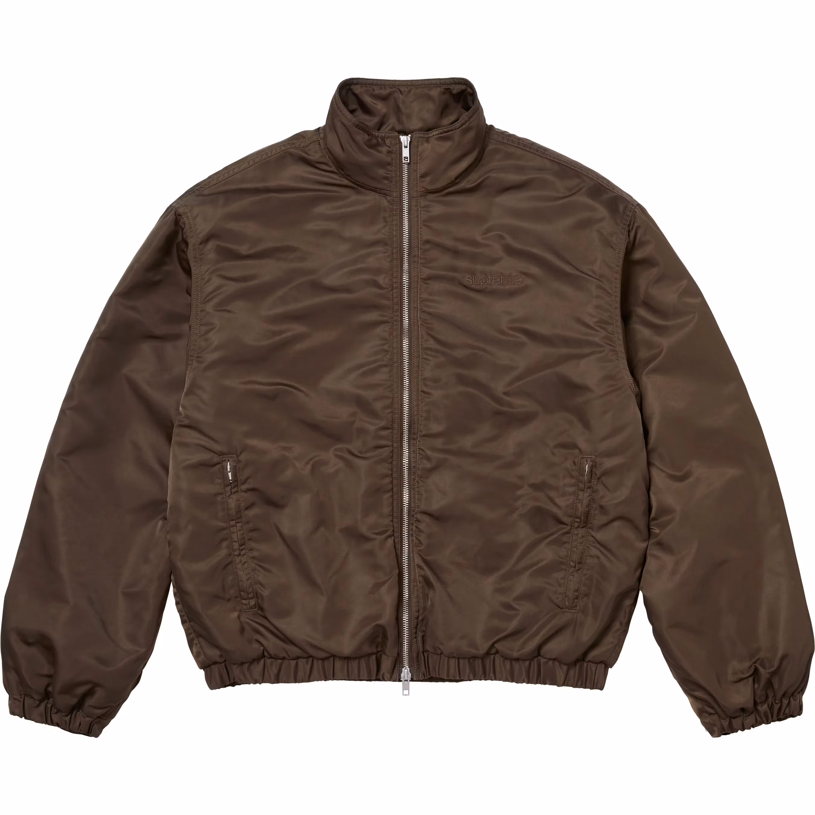 Stand Collar Lined Nylon Jacket