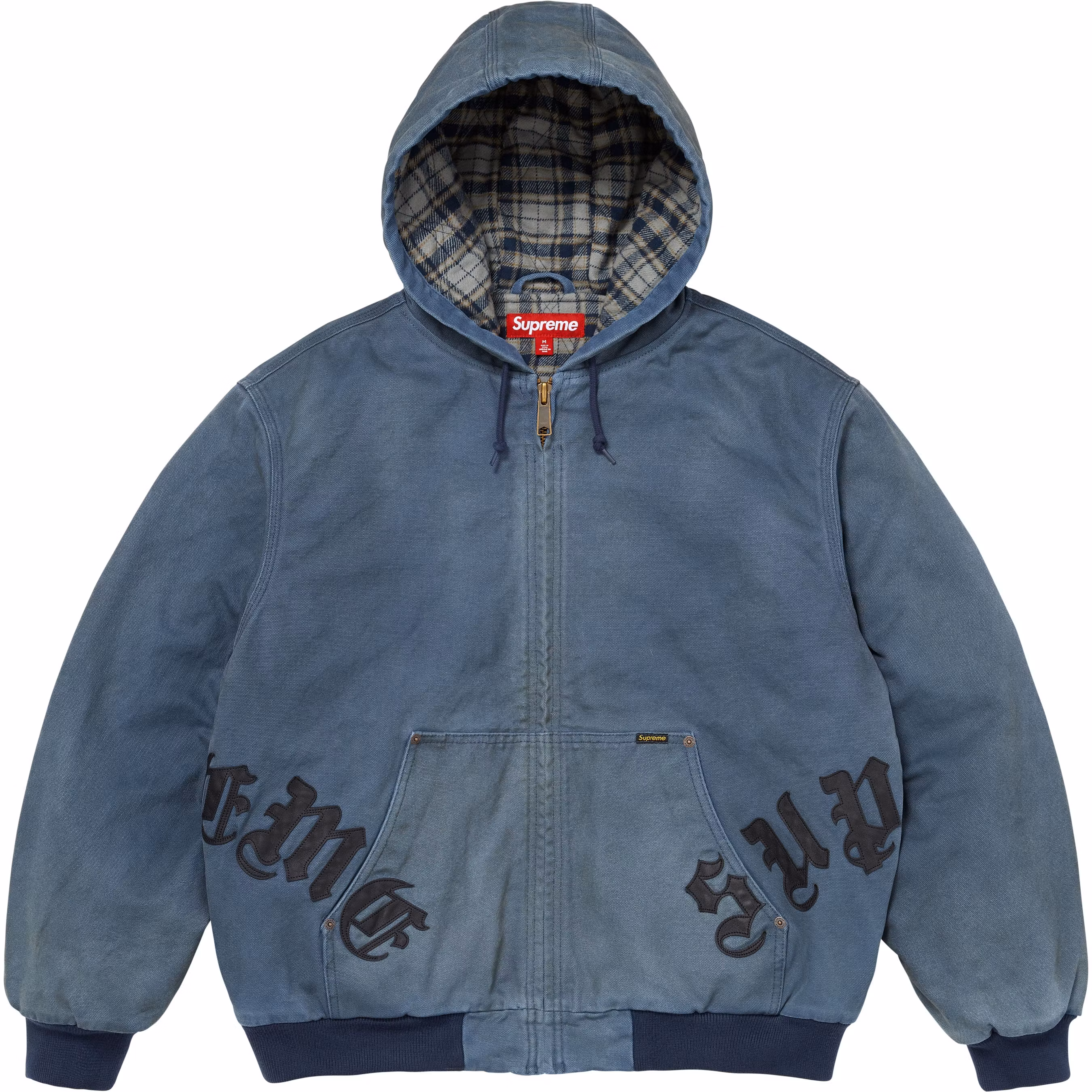 Leather Appliqué Hooded Work Jacket