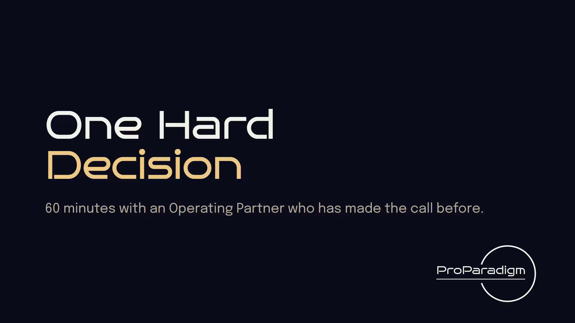 Operating Partner Consultation