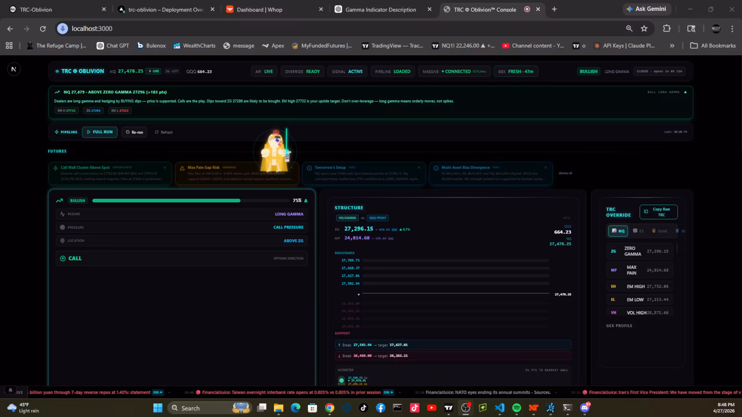 🩸TRC Φ Oblivion™ Gamma Console - Pro with discord Webhooks and Option signals
