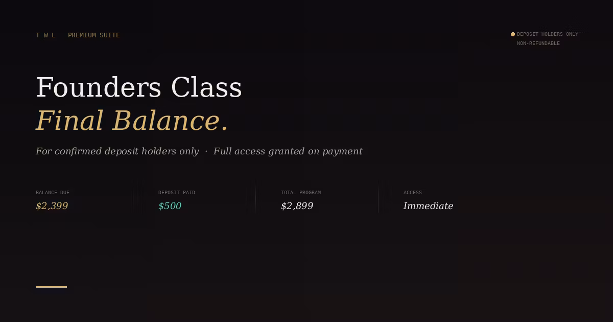 Founders Class —$2,399 Balance