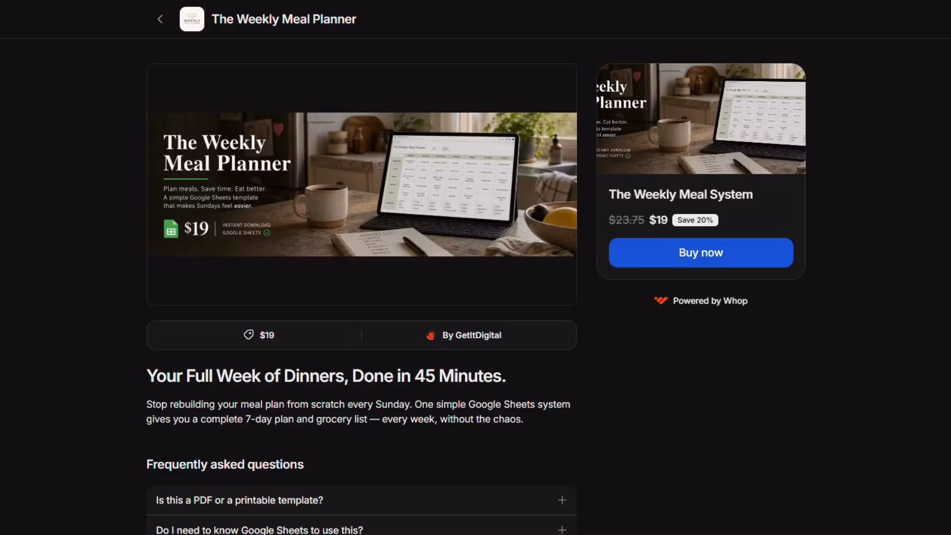 The Weekly Meal System