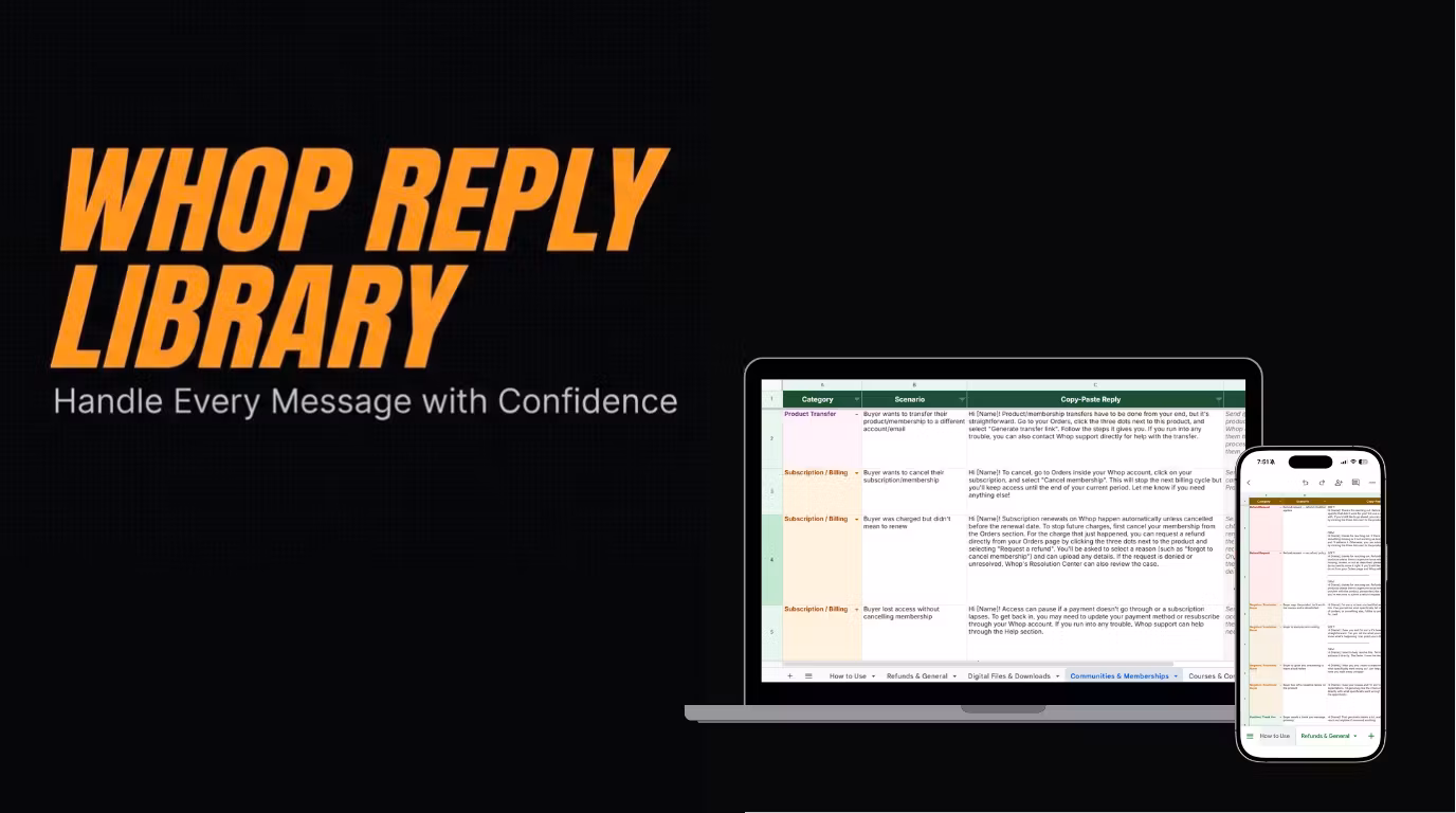 Whop Reply Library