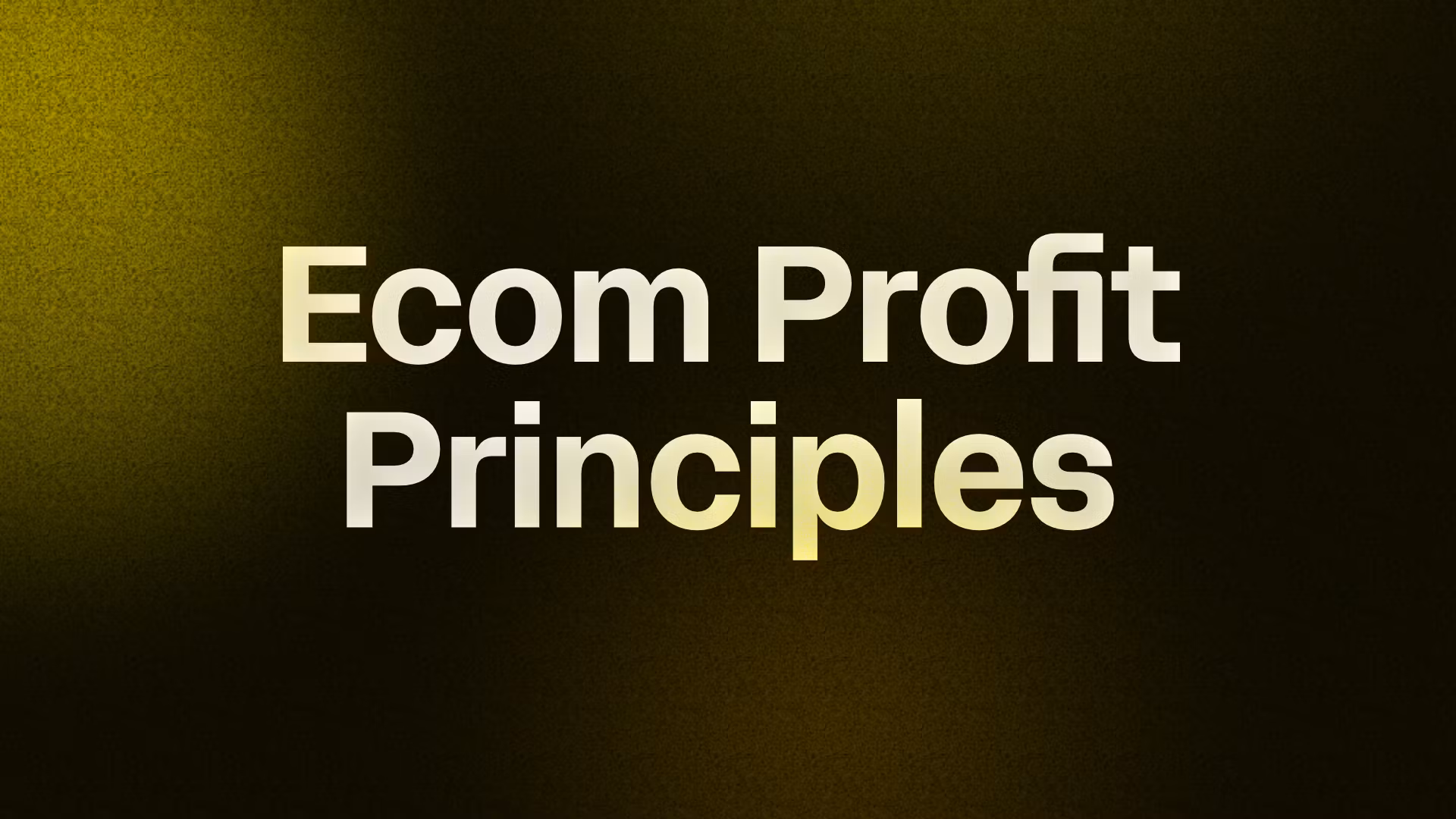 Ecom Profit Principles