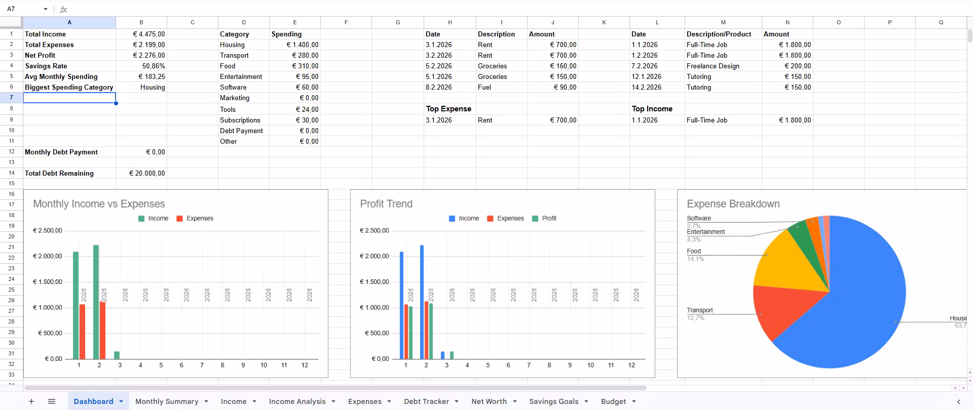 Ultimate Finance & Side Hustle Tracker