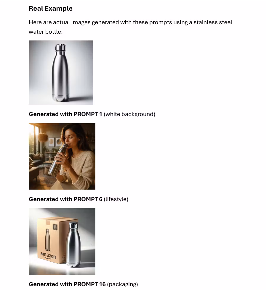 Amazon Product Image Prompts
