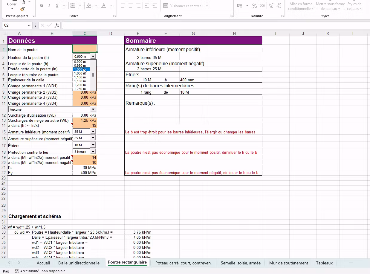 Excel Prédimmensionnement Structure en Béton Armé