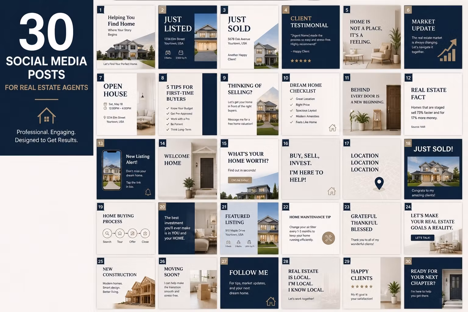 30-Day Done-For-You Social Media Content Pack for Real Estate Agents