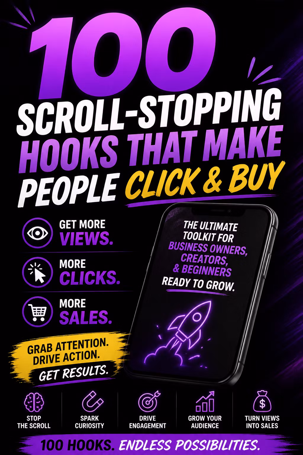 100 Scroll-Stopping Hooks That Make People Click & Buy