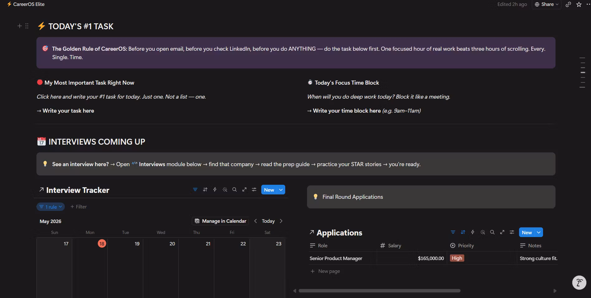 CareerOS Elite — Complete Notion Job Search System