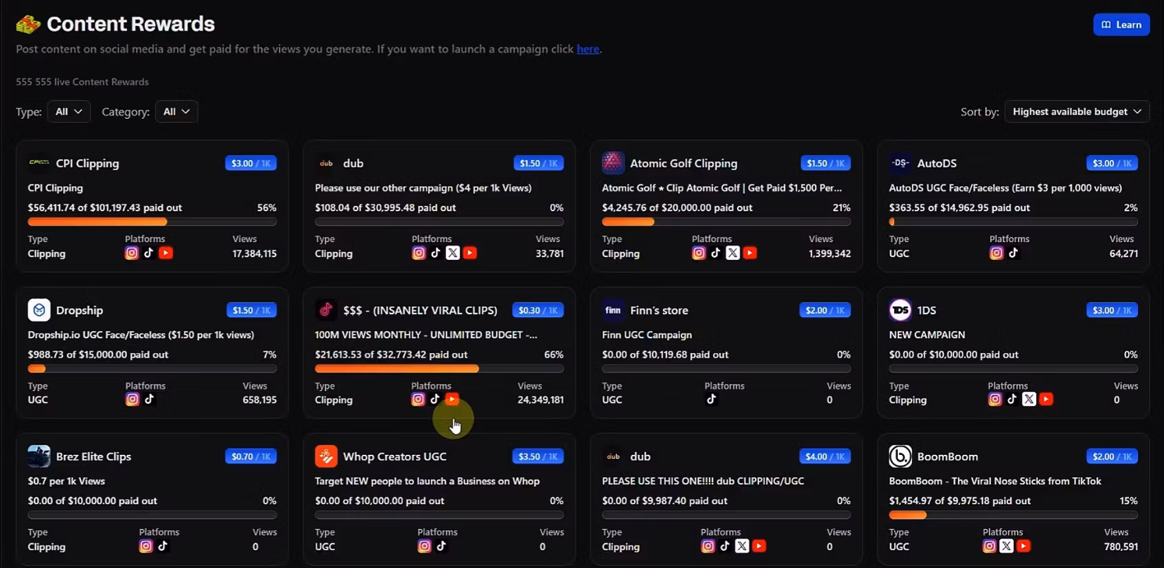 Content Rewards Old Version
