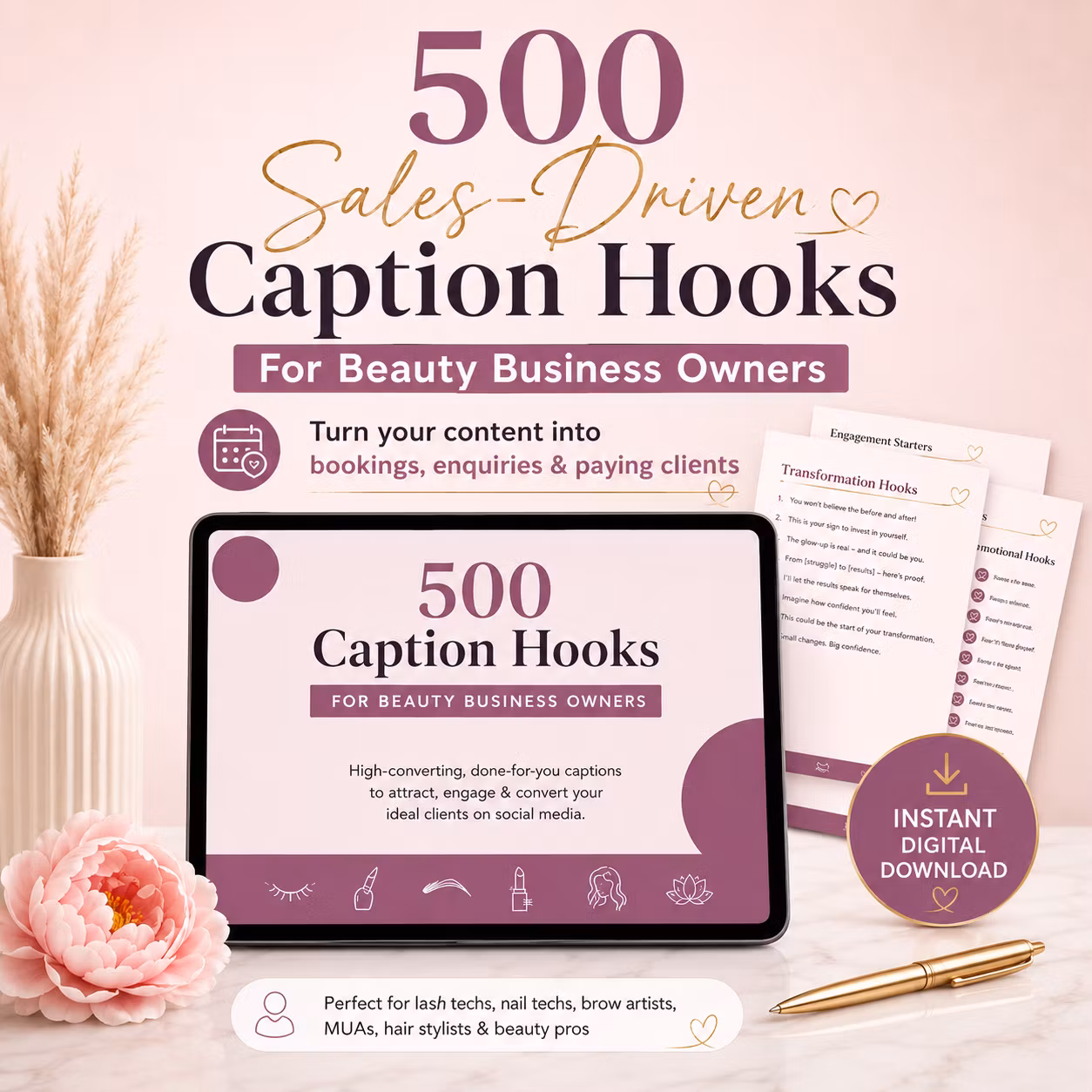 500 Caption Hooks for Beauty Businesses