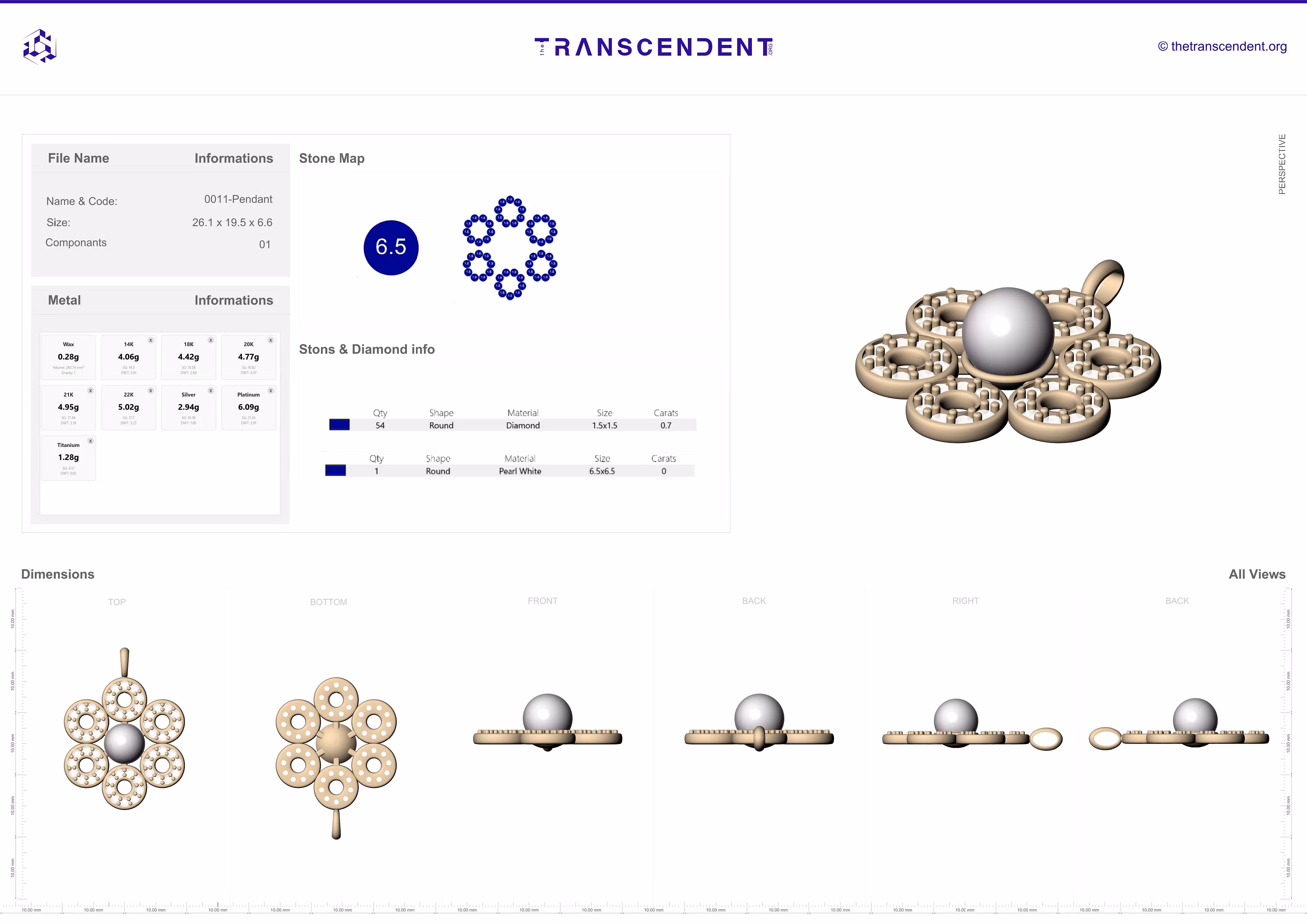 0011-Pendant, Floral Diamond & Pearl Pendant