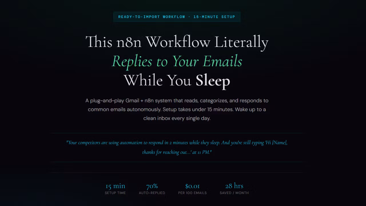 This n8n Workflow Literally Replies to Your Emails While You Sleep